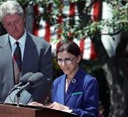 With President Clinton speaks after the announcement of her nomination to the Supreme Court in June 1993.